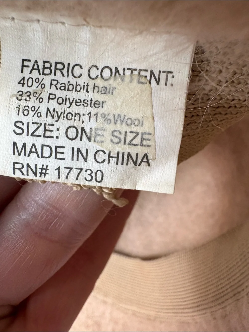 Tan Beige Rabbit Hair Wool Bucket Hat Classic Rave Festival Grunge Minimalist OS